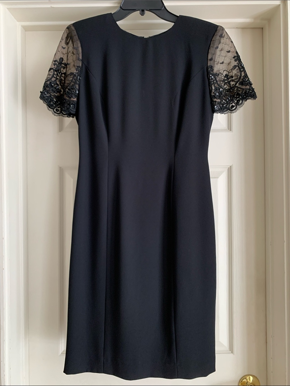 Donna Morgan Black Dress with Lace Short Sleeves